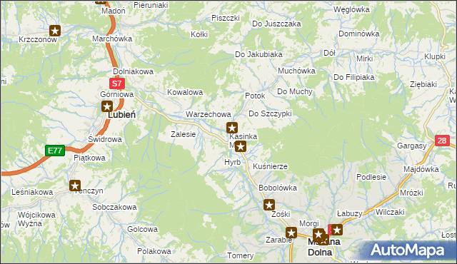 mapa Kasinka Mała, Kasinka Mała na mapie Targeo