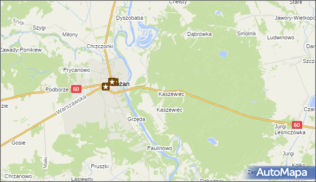 mapa Kaszewiec gmina Goworowo, Kaszewiec gmina Goworowo na mapie Targeo