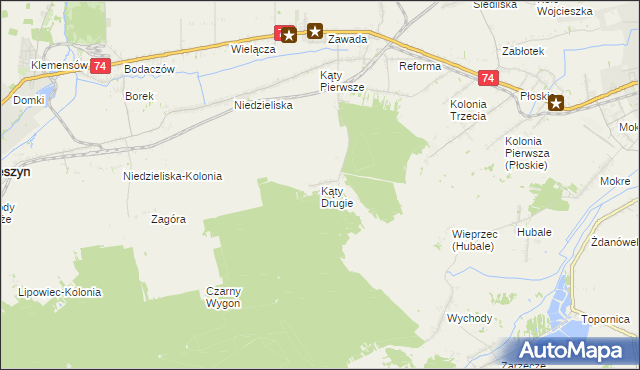 mapa Kąty Drugie, Kąty Drugie na mapie Targeo