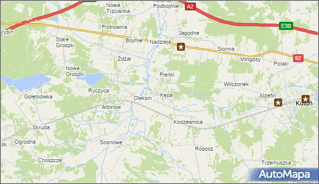 mapa Kępa gmina Kotuń, Kępa gmina Kotuń na mapie Targeo