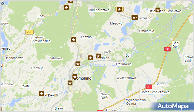 mapa Kiełpino gmina Kartuzy, Kiełpino gmina Kartuzy na mapie Targeo