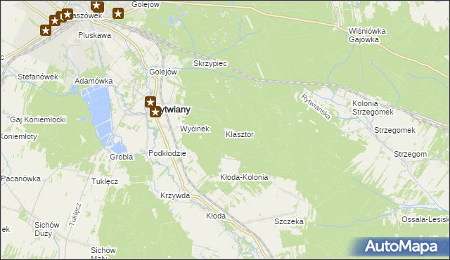 mapa Klasztor gmina Rytwiany, Klasztor gmina Rytwiany na mapie Targeo