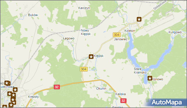 mapa Klępsk, Klępsk na mapie Targeo