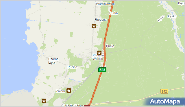 mapa Kliniska Wielkie, Kliniska Wielkie na mapie Targeo