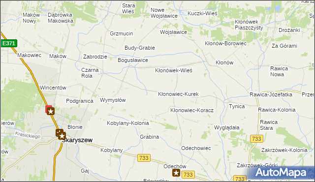 mapa Kłonowiec-Kurek, Kłonowiec-Kurek na mapie Targeo