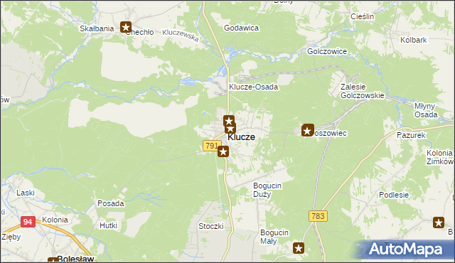 mapa Klucze powiat olkuski, Klucze powiat olkuski na mapie Targeo