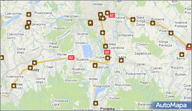 mapa Kobiernice, Kobiernice na mapie Targeo