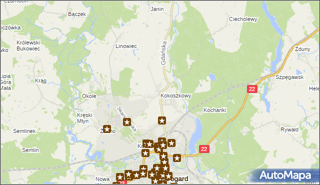 mapa Kokoszkowy, Kokoszkowy na mapie Targeo