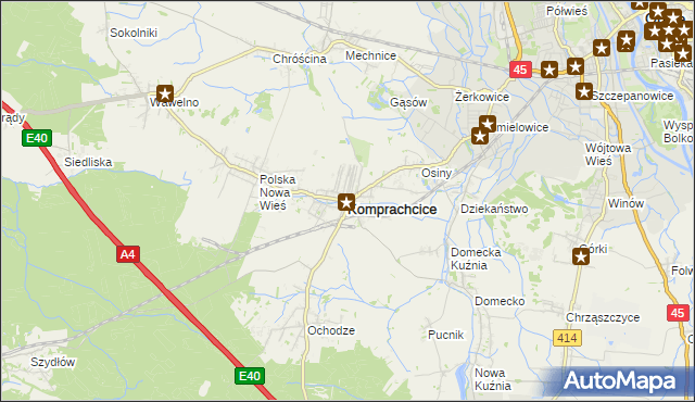 mapa Komprachcice, Komprachcice na mapie Targeo