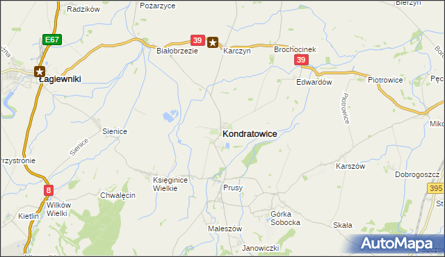 mapa Kondratowice, Kondratowice na mapie Targeo