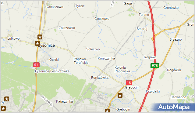 mapa Koniczynka, Koniczynka na mapie Targeo