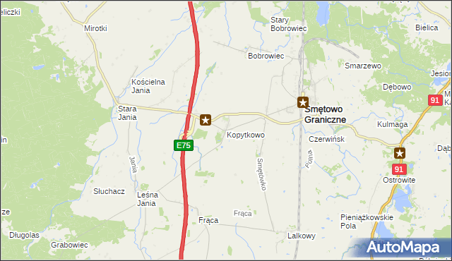 mapa Kopytkowo gmina Smętowo Graniczne, Kopytkowo gmina Smętowo Graniczne na mapie Targeo