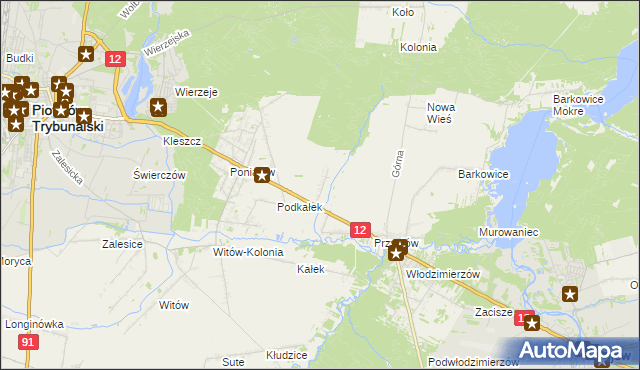 mapa Korytnica gmina Sulejów, Korytnica gmina Sulejów na mapie Targeo
