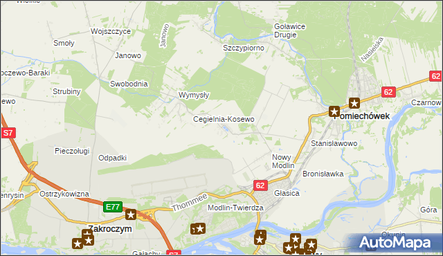 mapa Kosewo gmina Pomiechówek, Kosewo gmina Pomiechówek na mapie Targeo