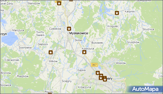 mapa Kostrzyca, Kostrzyca na mapie Targeo