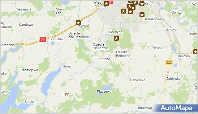 mapa Koteże, Koteże na mapie Targeo