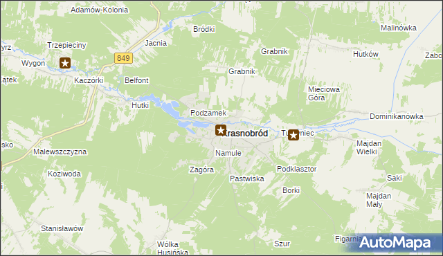 mapa Krasnobród, Krasnobród na mapie Targeo