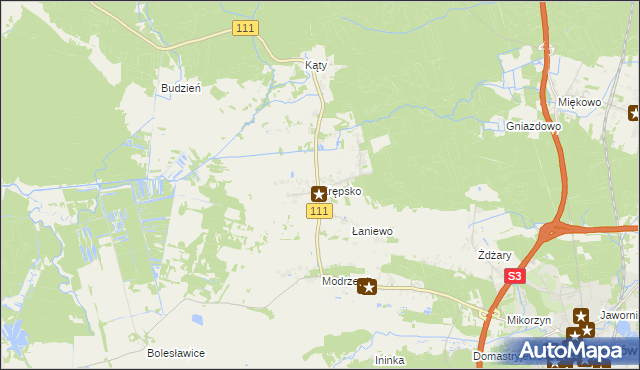 mapa Krępsko gmina Goleniów, Krępsko gmina Goleniów na mapie Targeo