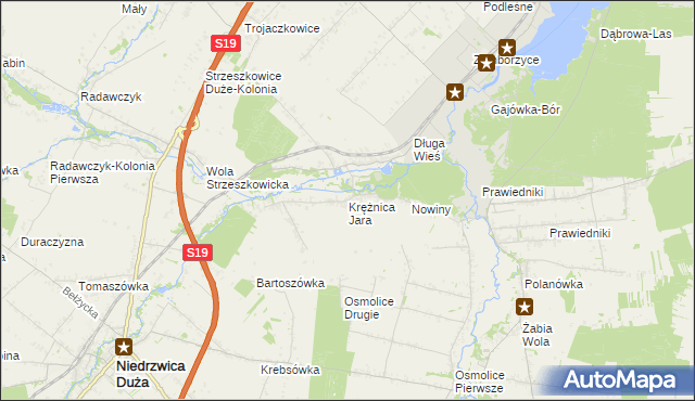 mapa Krężnica Jara, Krężnica Jara na mapie Targeo