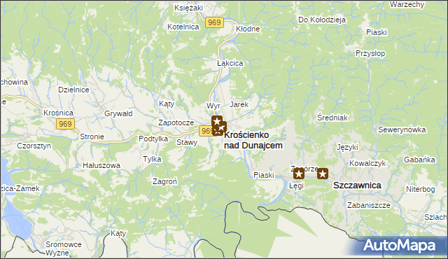 mapa Krościenko nad Dunajcem, Krościenko nad Dunajcem na mapie Targeo