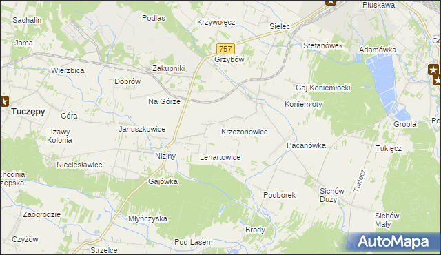 mapa Krzczonowice gmina Staszów, Krzczonowice gmina Staszów na mapie Targeo