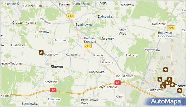 mapa Kunice gmina Sławno, Kunice gmina Sławno na mapie Targeo