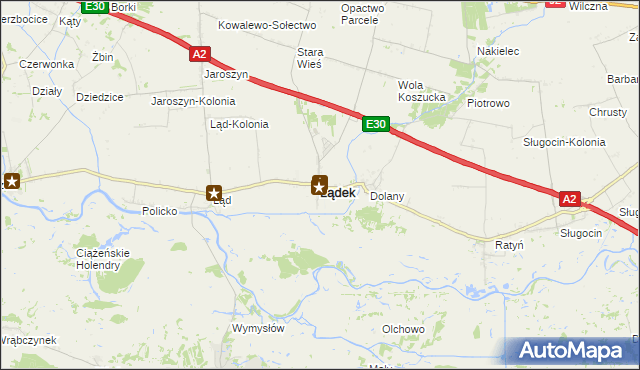 mapa Lądek powiat słupecki, Lądek powiat słupecki na mapie Targeo