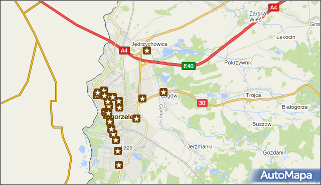 mapa Łagów gmina Zgorzelec, Łagów gmina Zgorzelec na mapie Targeo