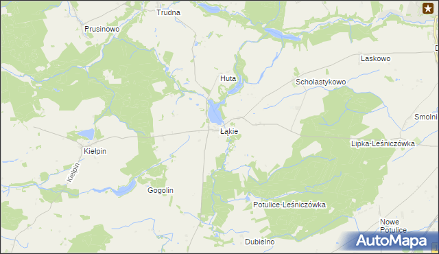 mapa Łąkie gmina Lipka, Łąkie gmina Lipka na mapie Targeo