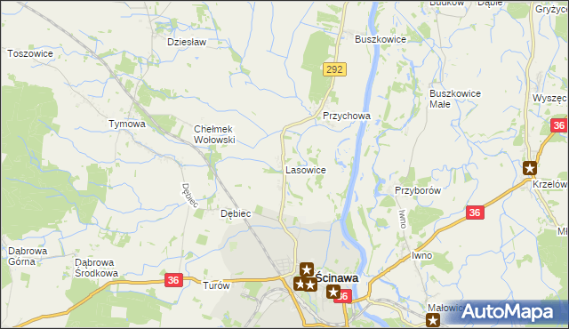 mapa Lasowice gmina Ścinawa, Lasowice gmina Ścinawa na mapie Targeo