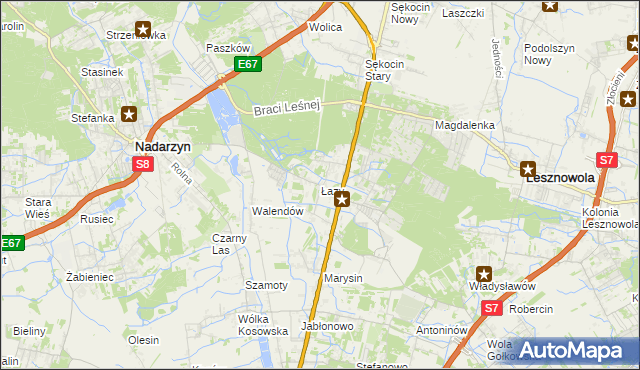 mapa Łazy gmina Lesznowola, Łazy gmina Lesznowola na mapie Targeo