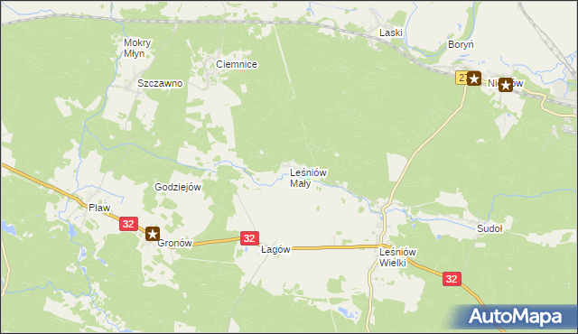 mapa Leśniów Mały, Leśniów Mały na mapie Targeo