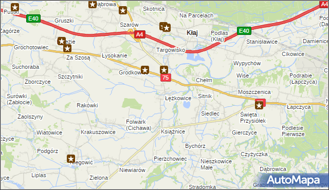 mapa Łężkowice, Łężkowice na mapie Targeo