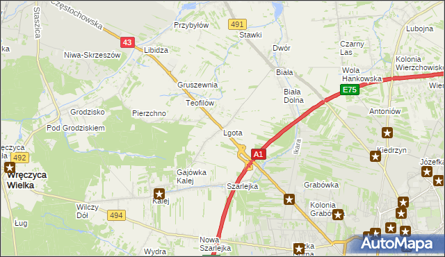 mapa Lgota gmina Kłobuck, Lgota gmina Kłobuck na mapie Targeo