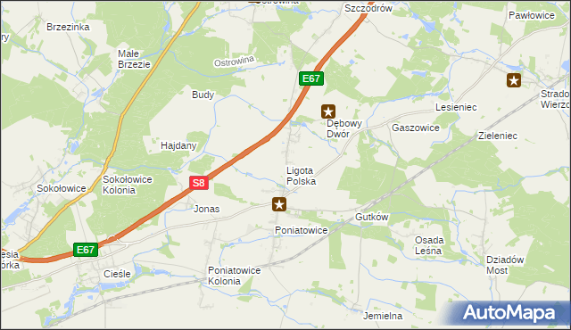 mapa Ligota Polska, Ligota Polska na mapie Targeo