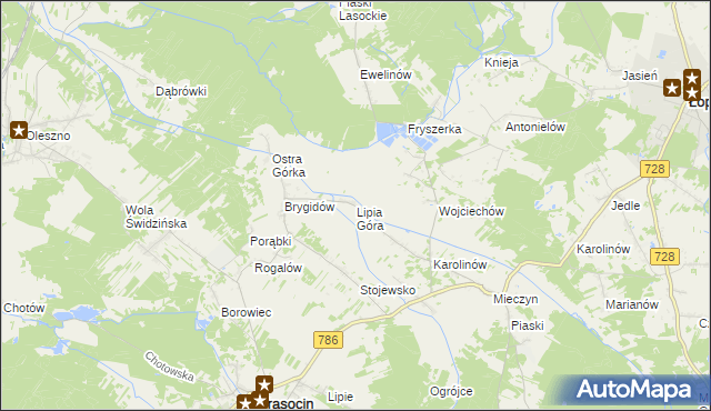 mapa Lipia Góra gmina Krasocin, Lipia Góra gmina Krasocin na mapie Targeo