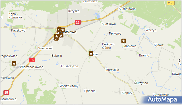 mapa Lipie gmina Gniewkowo, Lipie gmina Gniewkowo na mapie Targeo