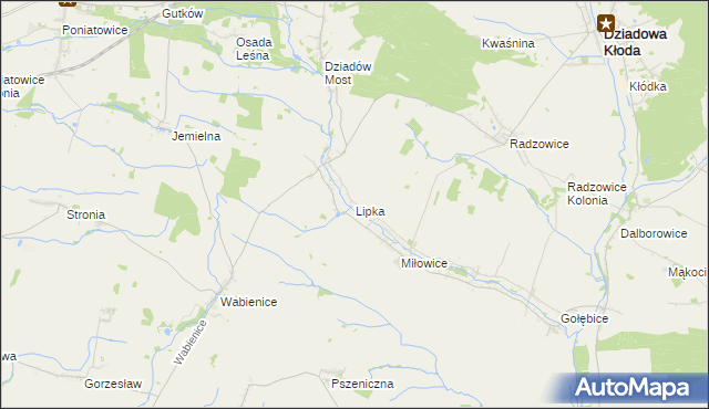 mapa Lipka gmina Dziadowa Kłoda, Lipka gmina Dziadowa Kłoda na mapie Targeo