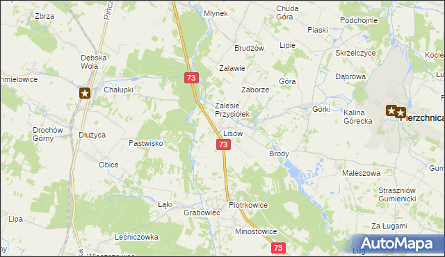 mapa Lisów gmina Morawica, Lisów gmina Morawica na mapie Targeo