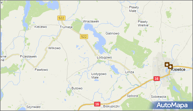 mapa Łodygowo gmina Kisielice, Łodygowo gmina Kisielice na mapie Targeo