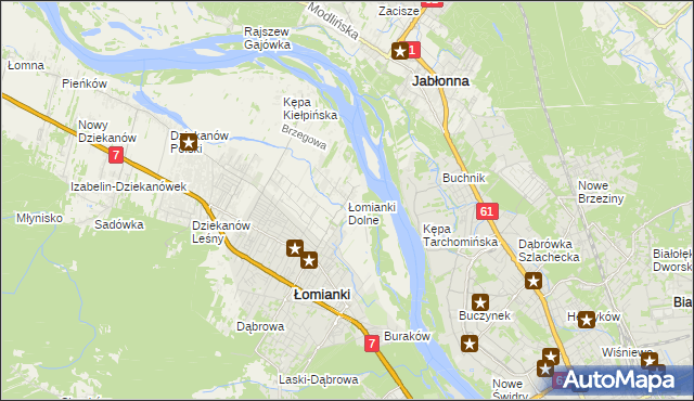 mapa Łomianki Dolne, Łomianki Dolne na mapie Targeo