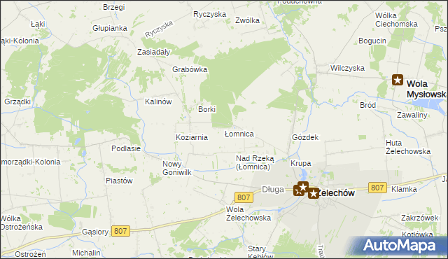mapa Łomnica gmina Żelechów, Łomnica gmina Żelechów na mapie Targeo