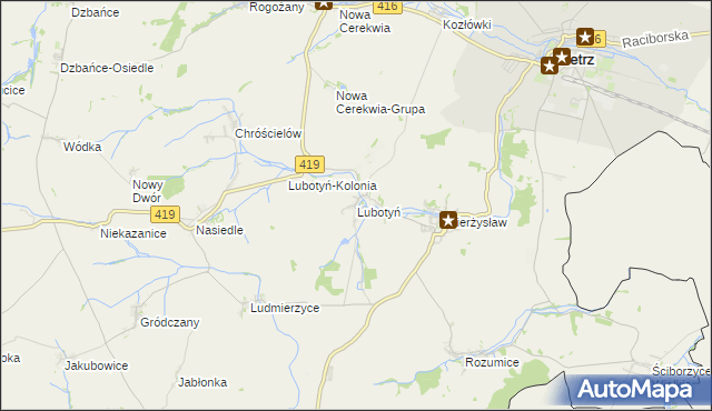 mapa Lubotyń gmina Kietrz, Lubotyń gmina Kietrz na mapie Targeo