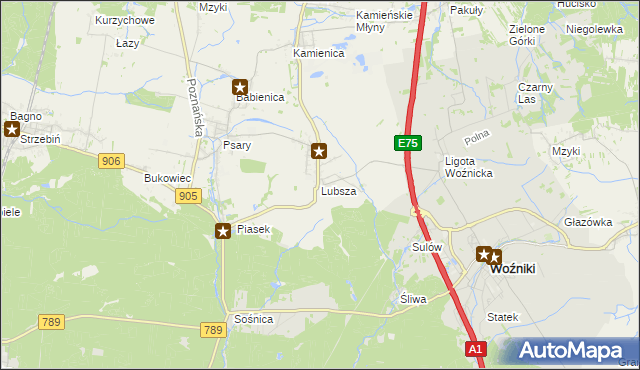 mapa Lubsza gmina Woźniki, Lubsza gmina Woźniki na mapie Targeo