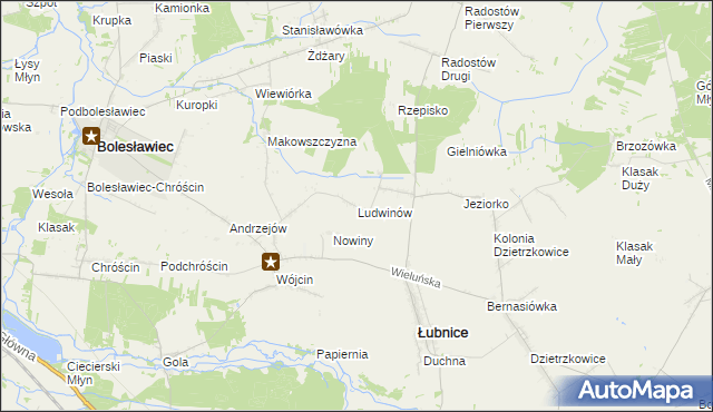 mapa Ludwinów gmina Łubnice, Ludwinów gmina Łubnice na mapie Targeo