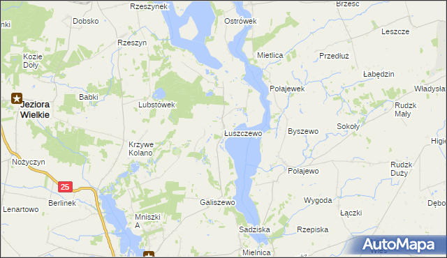 mapa Łuszczewo gmina Skulsk, Łuszczewo gmina Skulsk na mapie Targeo