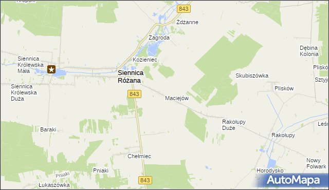 mapa Maciejów gmina Siennica Różana, Maciejów gmina Siennica Różana na mapie Targeo