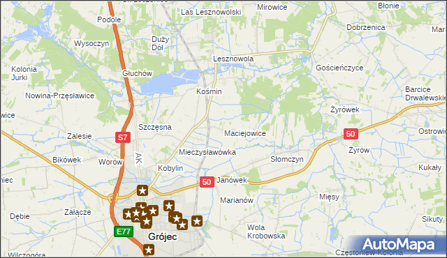 mapa Maciejowice gmina Grójec, Maciejowice gmina Grójec na mapie Targeo