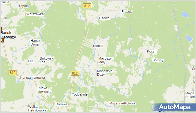 mapa Macoszyn Mały, Macoszyn Mały na mapie Targeo