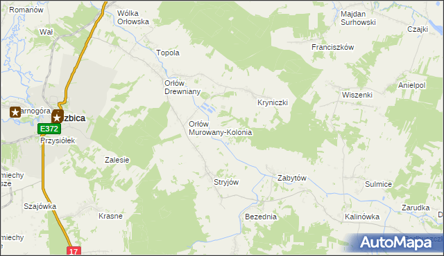 mapa Majdan Krynicki gmina Izbica, Majdan Krynicki gmina Izbica na mapie Targeo